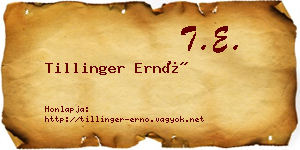Tillinger Ernő névjegykártya